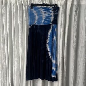 INC International Concepts Tie-Dye Maxi Skirt in Blue and White